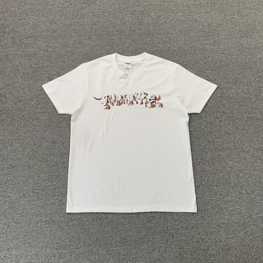 Supreme Apes Monkey Ape Man Letters Short Sleeves In White